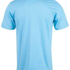 A plain light blue short-sleeve t-shirt shown from the back.