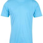 Plain light blue short-sleeve t-shirt on a white background.