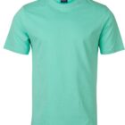 Plain light green short-sleeve t-shirt on a white background.