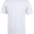 Back view of a plain white short-sleeve t-shirt against a white background.