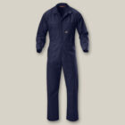 Explorer Shield navy blue long-sleeve jumpsuit shown on a neutral background.