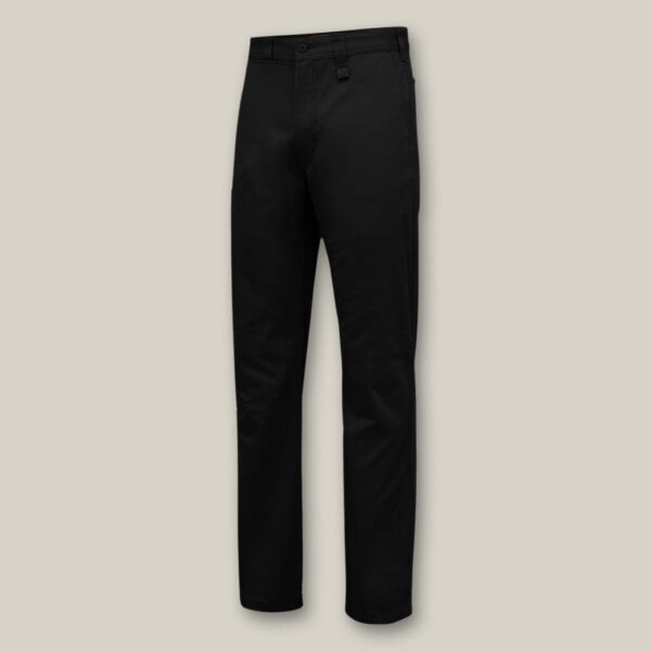 Black Explorer Shield pants with straight legs shown on a plain beige background.