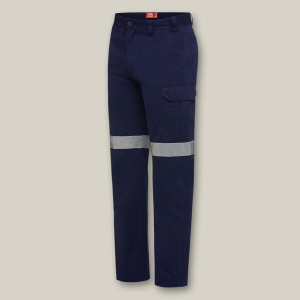 Explorer Shield navy work pants with reflective stripes and a side cargo pocket.