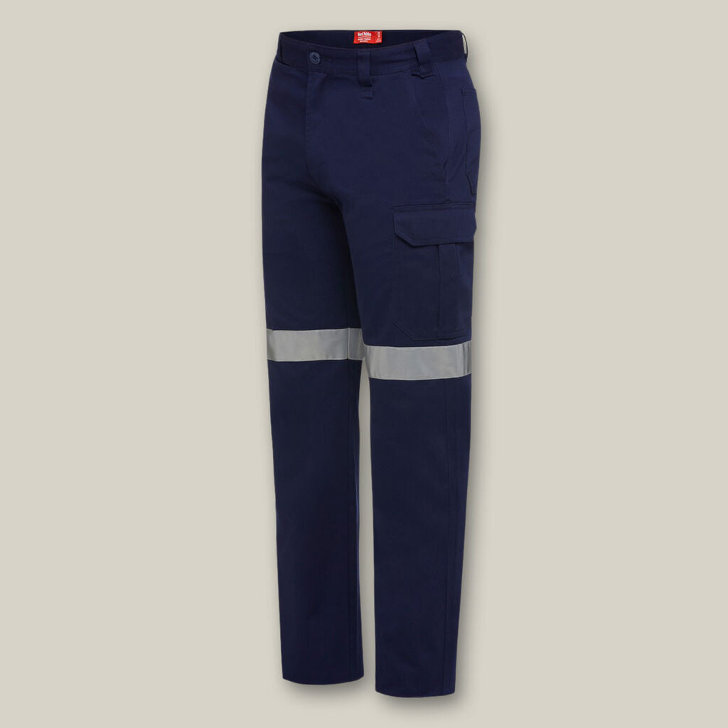 Explorer Shield navy work pants with reflective stripes and a side cargo pocket.