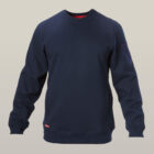 Explorer Shield sweatshirt in plain navy blue with long sleeves, displayed on a neutral background.