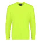 Neon yellow long-sleeve crewneck shirt on a white background.