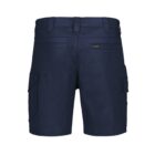 Navy blue cargo shorts shown from the back with pockets and belt loops.