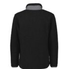 Black fleece jacket with a high collar, shown from the back against a white background.