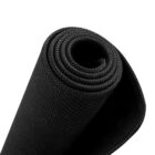Rolled-up black rubber mat with a textured surface, viewed from the side.