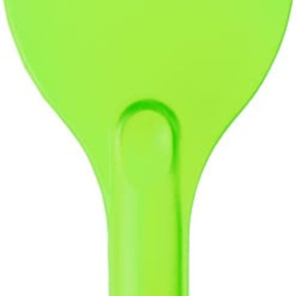 Bright green plastic scraper tool with a short handle.