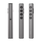 Three gray laser pointers with buttons on white background.