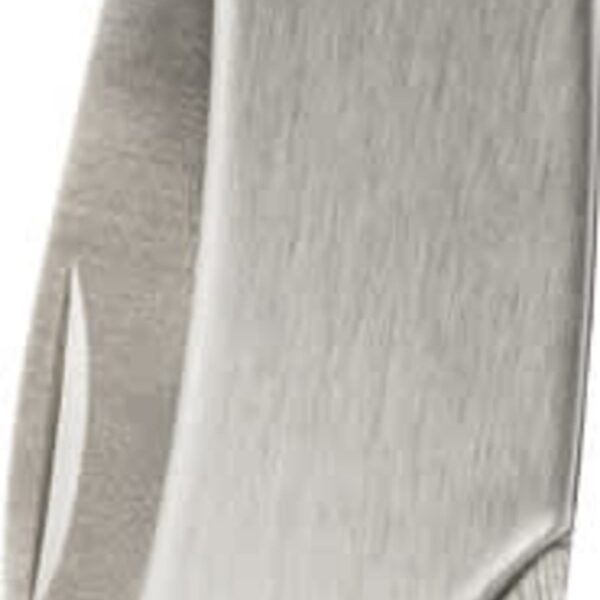 Close-up of a sleek, brushed silver pocket knife in a folded position.