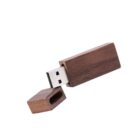 Wooden USB flash drive with the cap off, showing the connector.