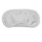 A plain, white satin sleep mask with a smooth texture, designed to cover the eyes. The mask has an elastic band attached for wearing. It is displayed on a white background.