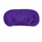 A purple satin sleep mask with an elastic strap, designed to cover the eyes for rest or sleep. The fabric appears smooth and slightly shiny.