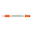 A white and orange retractable pen with a translucent orange clip and grip. The pen has the website www.sunillusions.com printed on its barrel.
