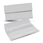 Two gray cloth pouches are shown. One is closed, standing upright, and the other is open, lying flat with visible Velcro strips for fastening. Both pouches are plain and feature a simple rectangular design.