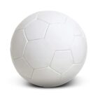A white soccer ball with a traditional hexagonal and pentagonal pattern. The ball is clean and placed against a plain white background, highlighting its texture and stitching.