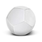 White soccer ball with stitched hexagonal and pentagonal panels on a white background.