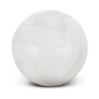 A white volleyball with visible panel seams on a plain white background.