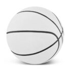 A white basketball with black lines, shown against a plain white background.