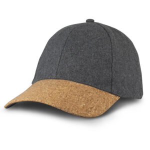 Recycled gray cap with a cork brim, perfect for promotional events.