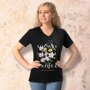 woman with digitally custom printed shirt