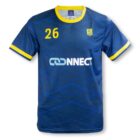 A blue soccer jersey with yellow accents on the collar and sleeves, featuring the number 26. There is a team crest on the chest and the word CONNECT prominently displayed across the front.