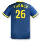 Blue soccer jersey with yellow accents, featuring the name Turner and the number 26 on the back.
