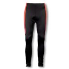 Black cycling pants with red vertical stripes along the sides. The pants feature a padded area in the seat region for comfort, suitable for biking activities. The photo is taken against a plain white background.