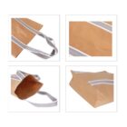 Brown paper bag with gray handles shown in four detailed images.