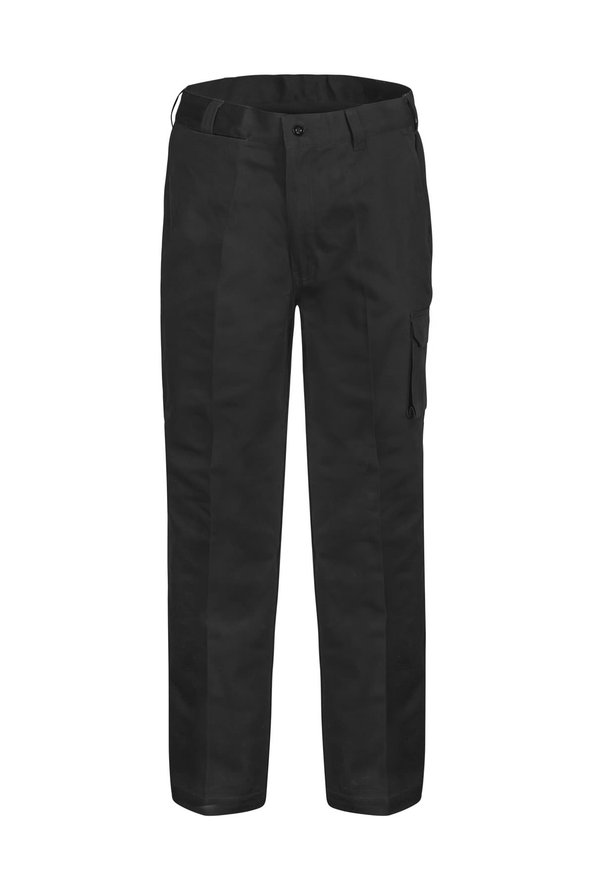 Black cargo pants on a plain white background.