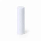 White cylindrical object against a plain white background.