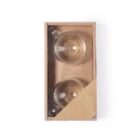 Two transparent glass cups in a rectangular cardboard box.