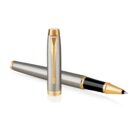 A silver and gold fountain pen with cap detached, placed on a white background.