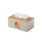 Beige tissue box with wooden top and HOMEWARE logo on the side.
