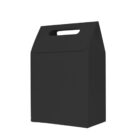 A black paper bag with a handle cut-out and a folded top.