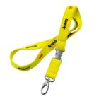 Yellow lanyard with the text Amway and VIP in red. It has a metal clip for attaching items.