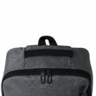 Gray backpack with black zipper on a white background.