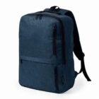 Dark blue rectangular backpack with black zippers and padded straps on a white background.