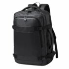 Black backpack with multiple compartments and padded shoulder straps.