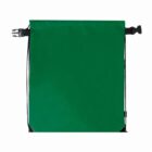 Green drawstring backpack with black trim and top buckle closure.