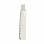 White bookmark with a ruler and a gray clip at the top.