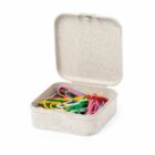 Small box of colorful paperclips with the lid open.