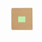 Square brown notebook with a green square in the center on a white background.