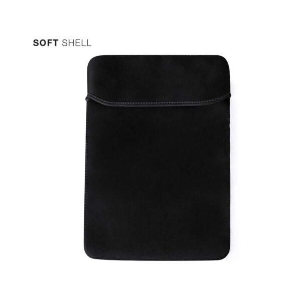 Black soft shell sleeve against a white background.