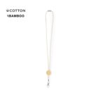 Lanyard made of cotton and bamboo with a metal clip.