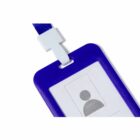 ID badge with a blue strap and simple placeholder image on white background.