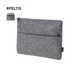 Gray felt laptop sleeve with front pocket and RFELT logo.