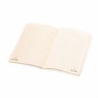 Open lined notebook with cream-colored pages.